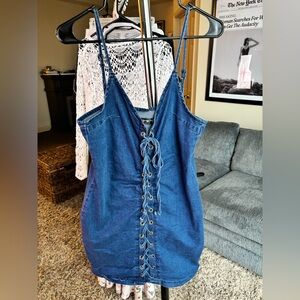 Denim Lace-Up Dress